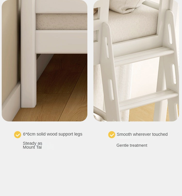 Beech, Birch solid wood children's bunk bed white detachable bed.