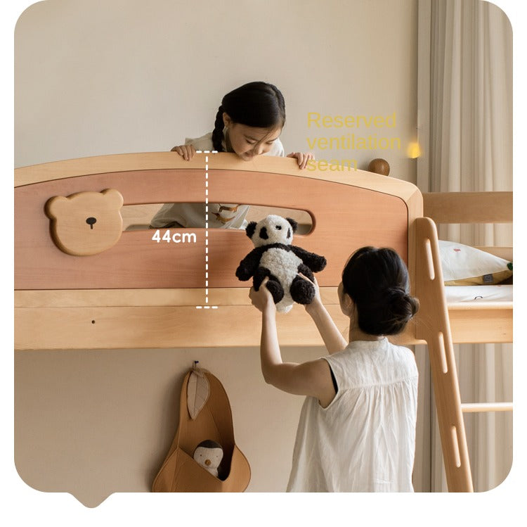 Beech solid wood children's bunk bed.