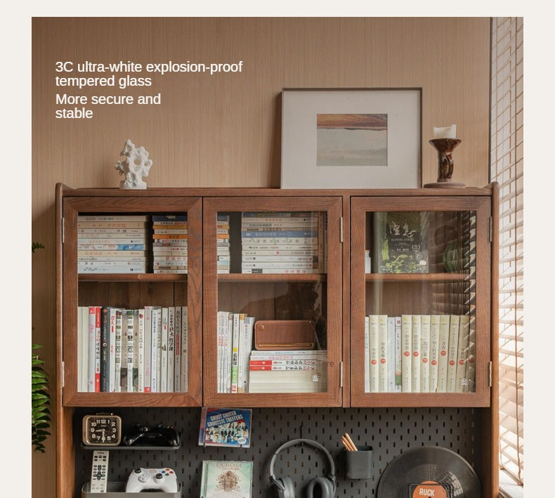 Oak Solid Wood Desk Bookshelf Integrated Corner Table