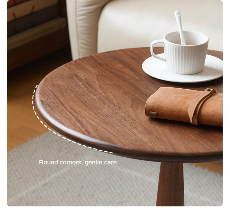 Black walnut Solid wood round side table"