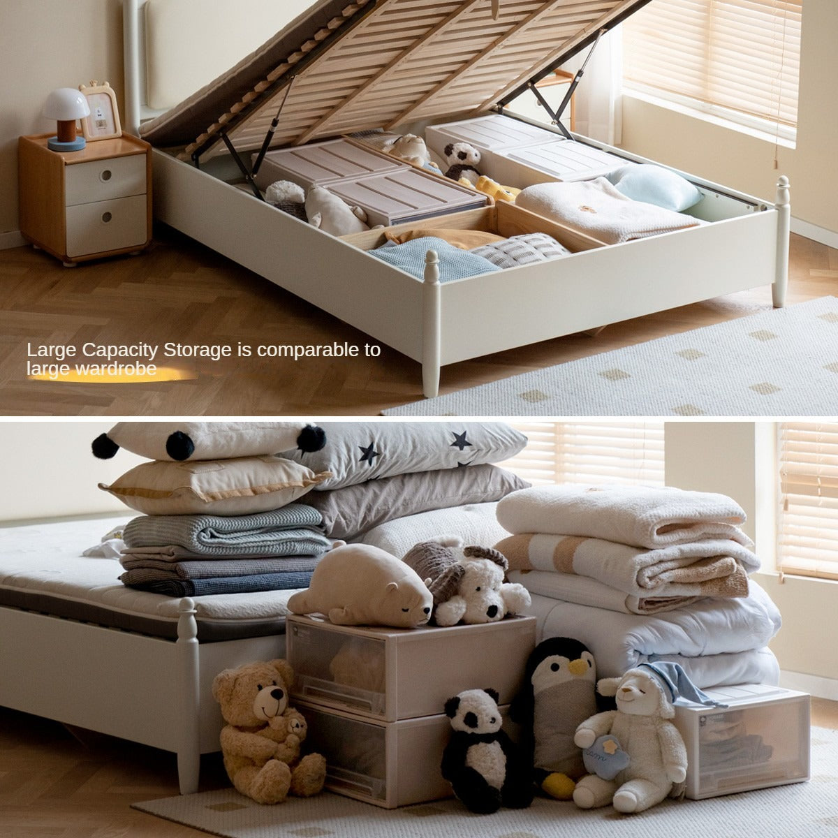 Organic Leather kid's Box Bed, cream style)