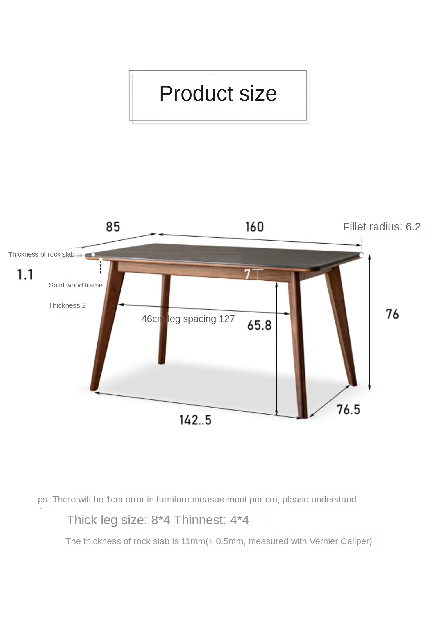 Black Walnut Solid Wood Rock Plate Nordic Dining Table