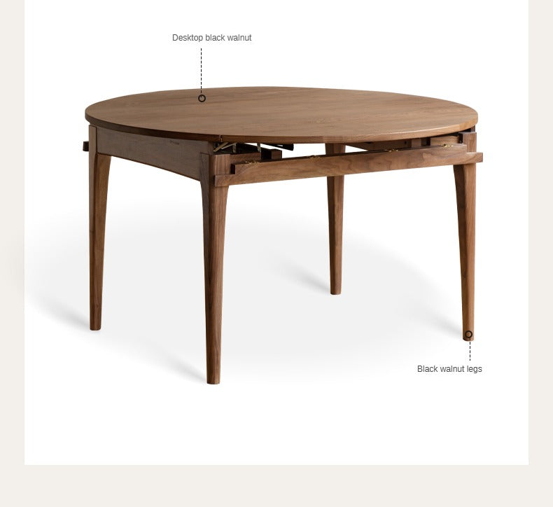 Black walnut, Oak  solid wood modern folding round dining table