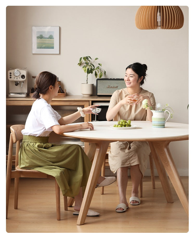 Ash solid wood turntable round dining table