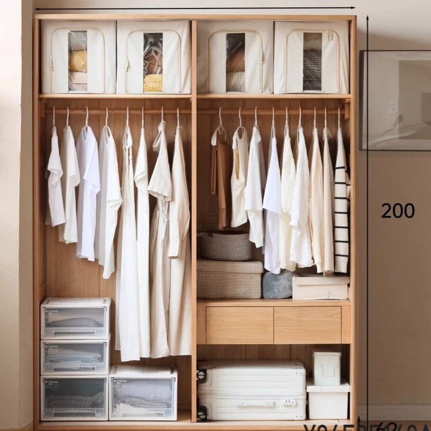 White Oak solid wood sliding door wardrobe-