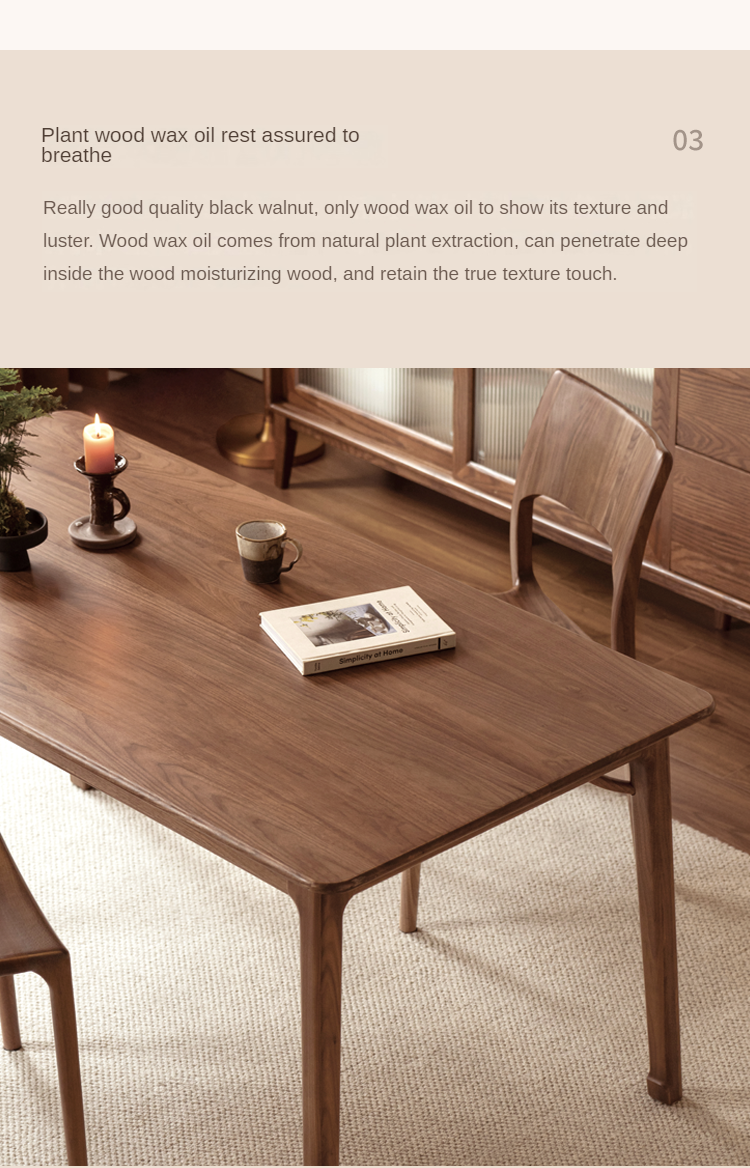 Black walnut solid wood North American dining table