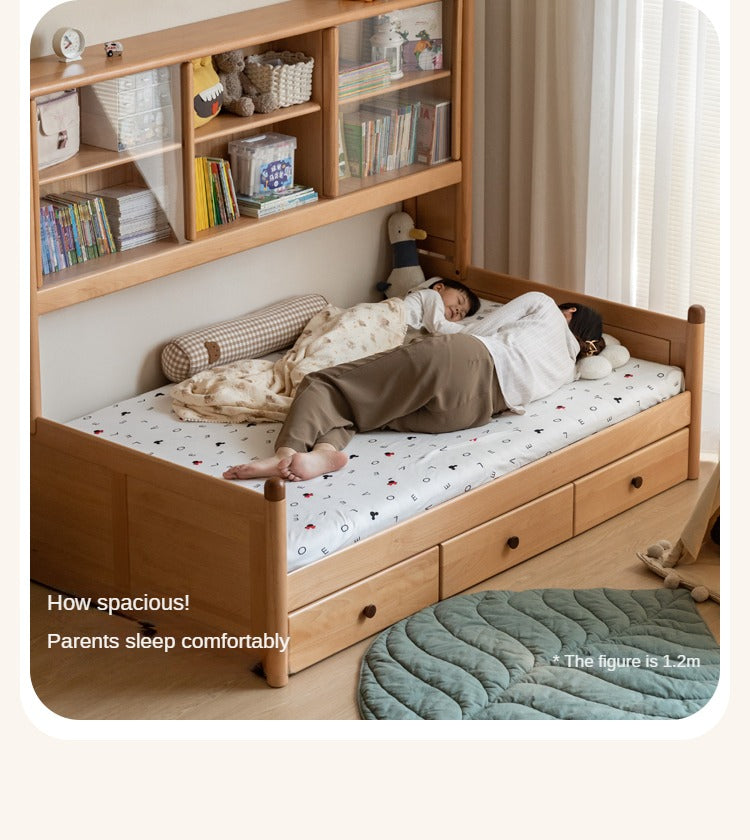 Beech Solid Wood Children's Cabinet Integrated Bed