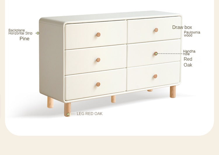 Poplar, Oak Solid Wood Cream Style Chest of Drawers