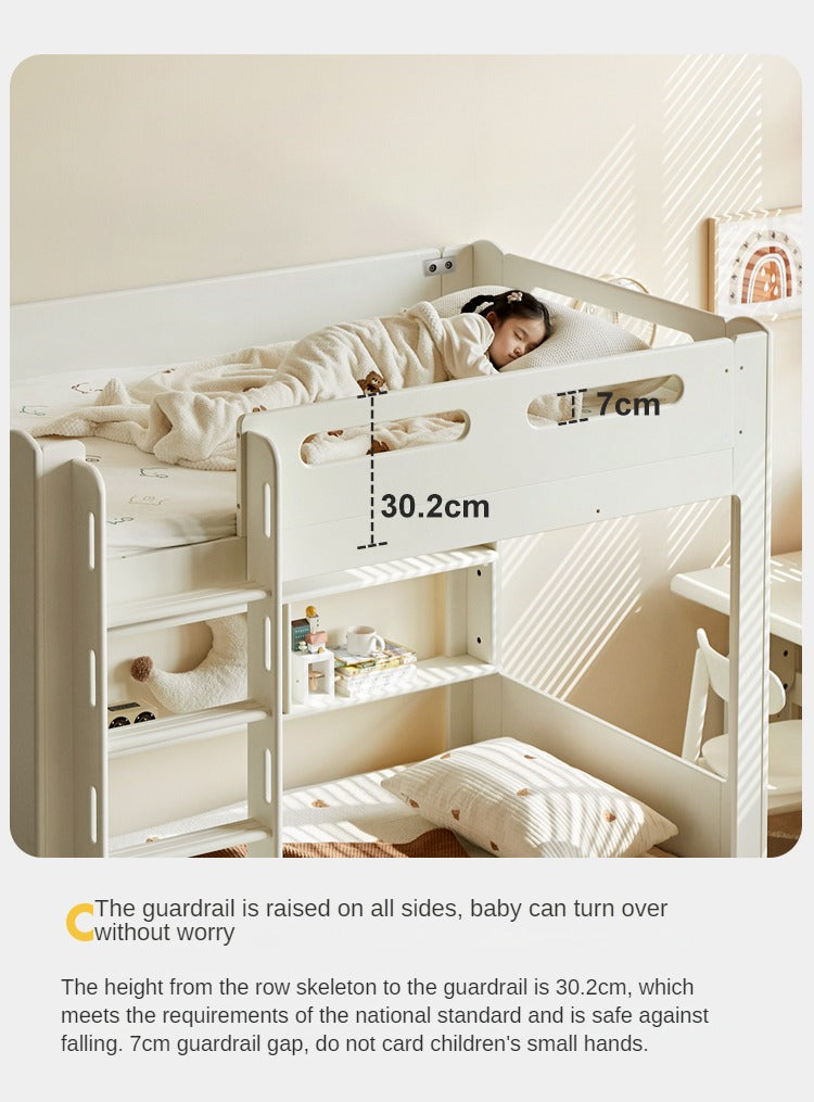 Poplar solid wood bunk bed cream style<