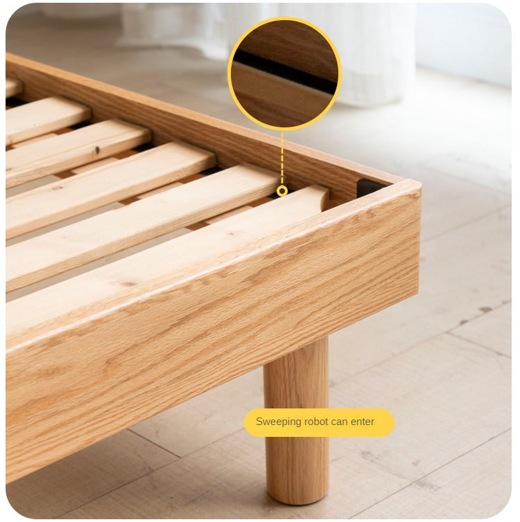 Oak Solid Wood Fabric Nordic Bed