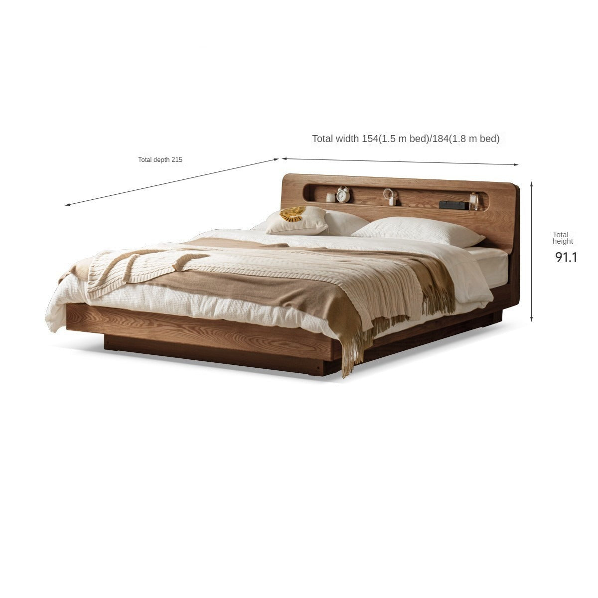 Oak solid wood box bed soft light protection_)