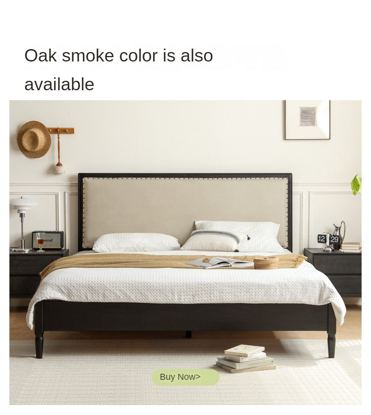 Oak Solid Wood Technology Fabric Soft Bed<