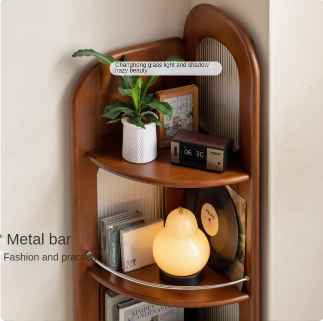 Poplar Solid Wood Retro Corner Bookshelf