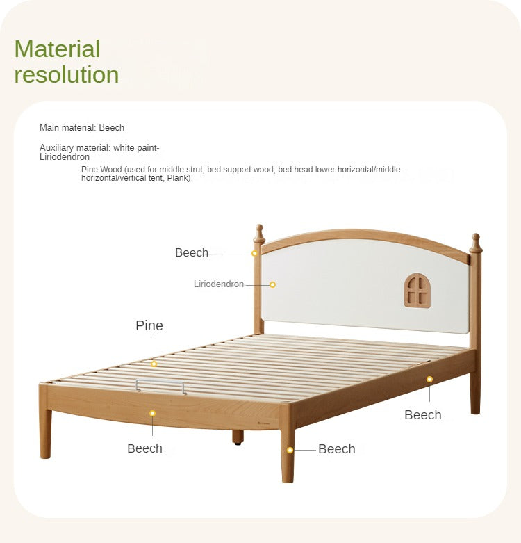 Beech Solid Wood Children's Single Bed