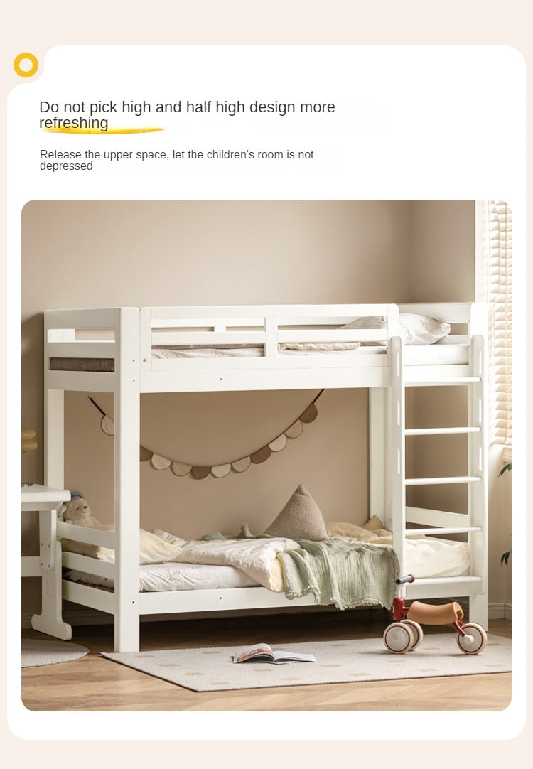 Birch Solid Wood Children's Bunk Bed Cream Style White.