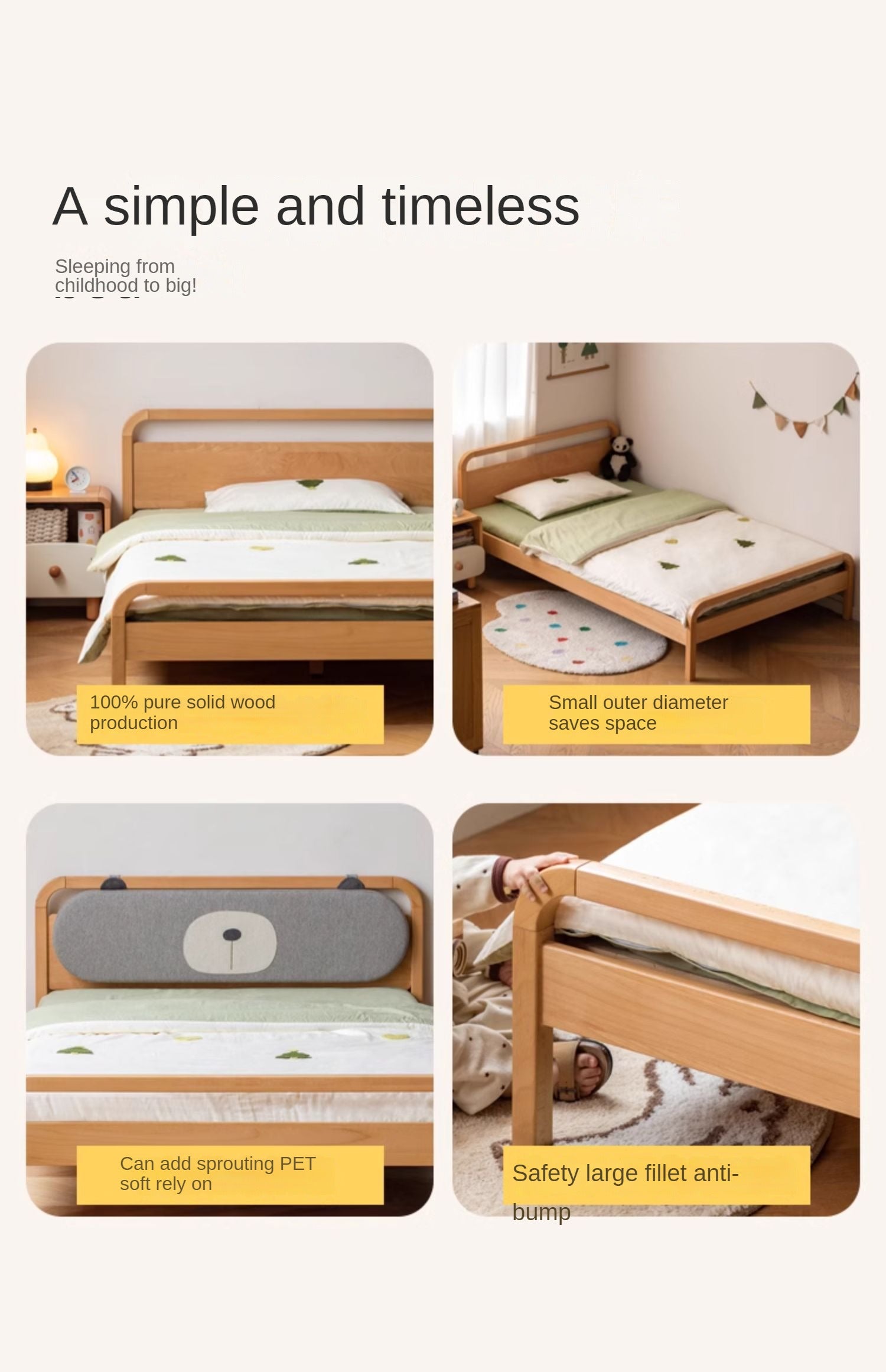 Beech solid wood kds bed<