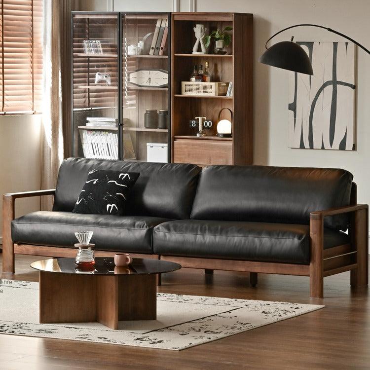 Black walnut solid wood Fabric Modern Straight Sofa