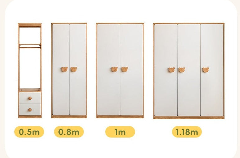 Oak Solid Wood Children's Wardrobe Combination: