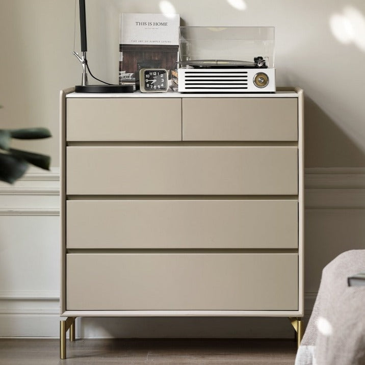 Italian minimalist chest of drawers light luxury slate Poplar solid wood"