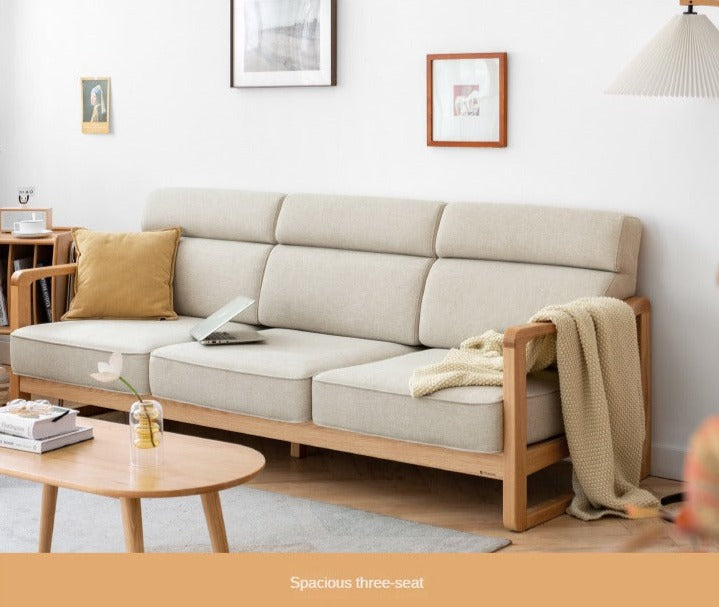 Oak solid wood new style fabric sofa)
