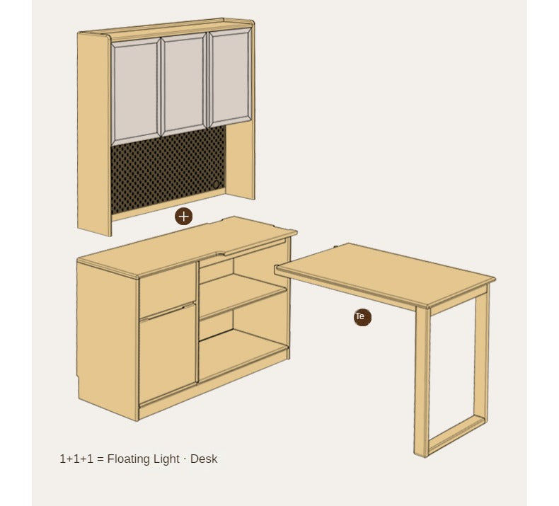 Oak solid wood desk bookshelf integrated corner table