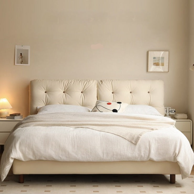 Organic Leather Art Bed Cream Cloud Soft _)