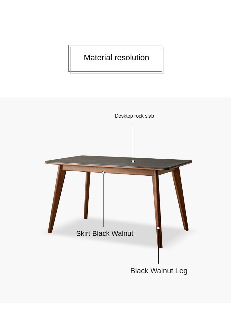 Black Walnut Solid Wood Rock Plate Nordic Dining Table