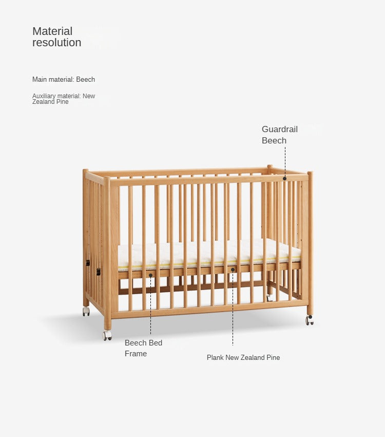 Beech Solid Wood Baby Mobile Bed