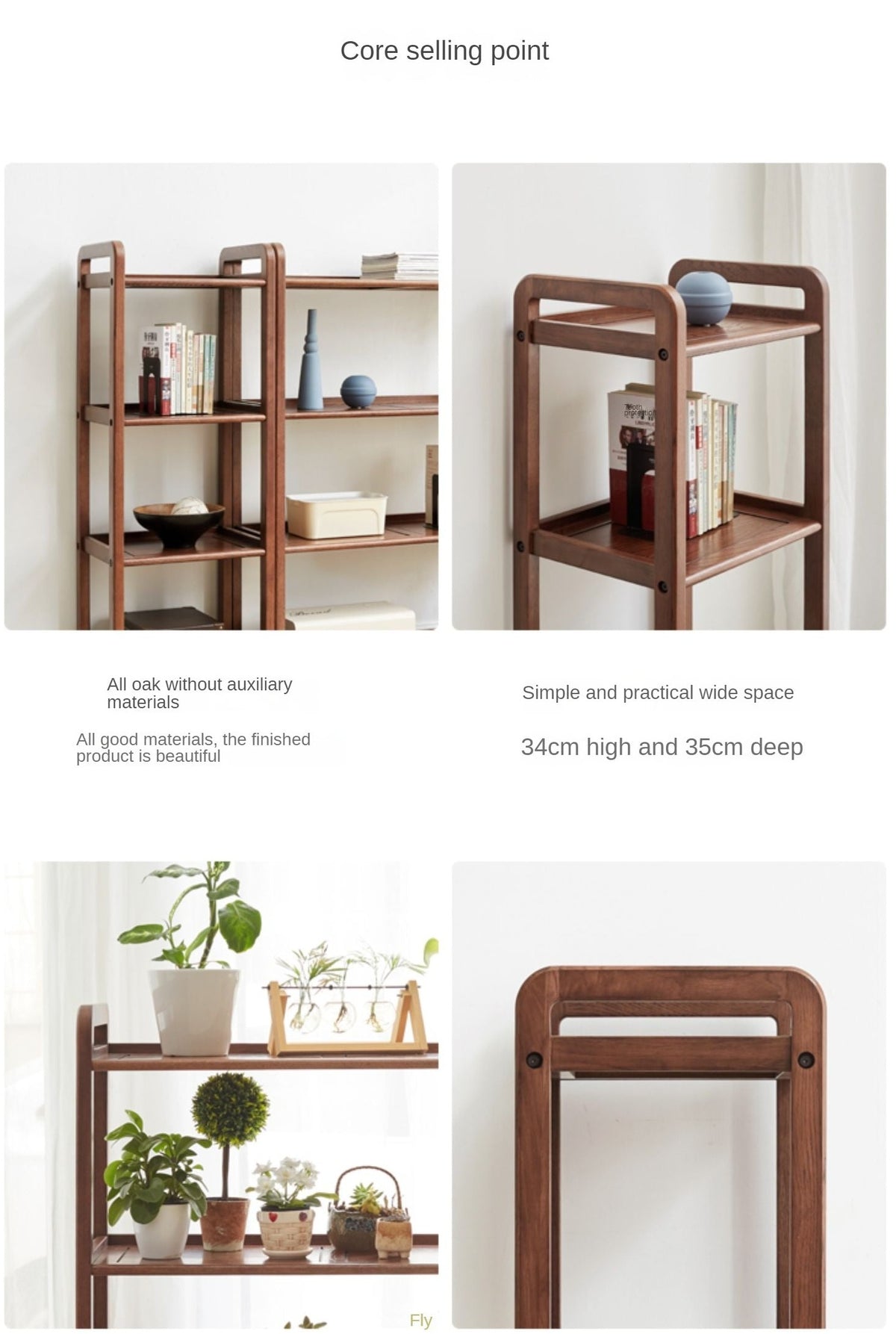 solid wood storage rack modern simple floor-standing bookshelf oak ...