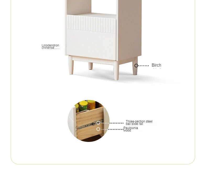 Poplar solid wood sideboard narrow cream style "