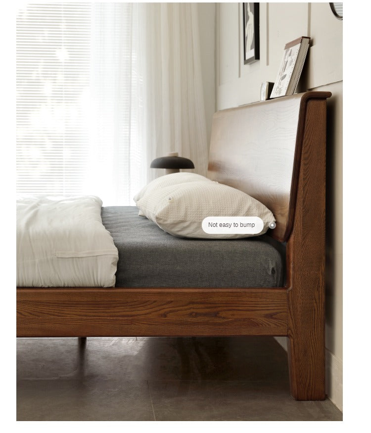 Ash, Oak solid wood bed Nordic modern simple bed<