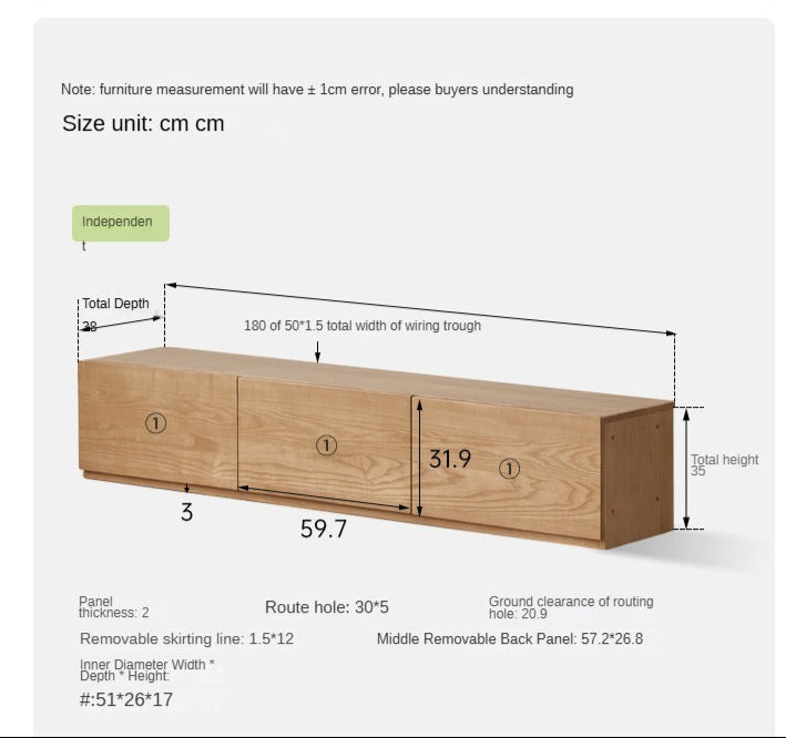 Ash Solid Wood TV Cabinet Modern Simple Floor Cabinet.