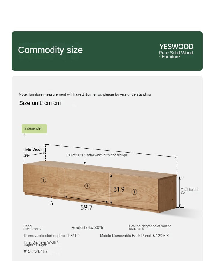 Ash solid wood TV cabinet modern simple floor cabinet