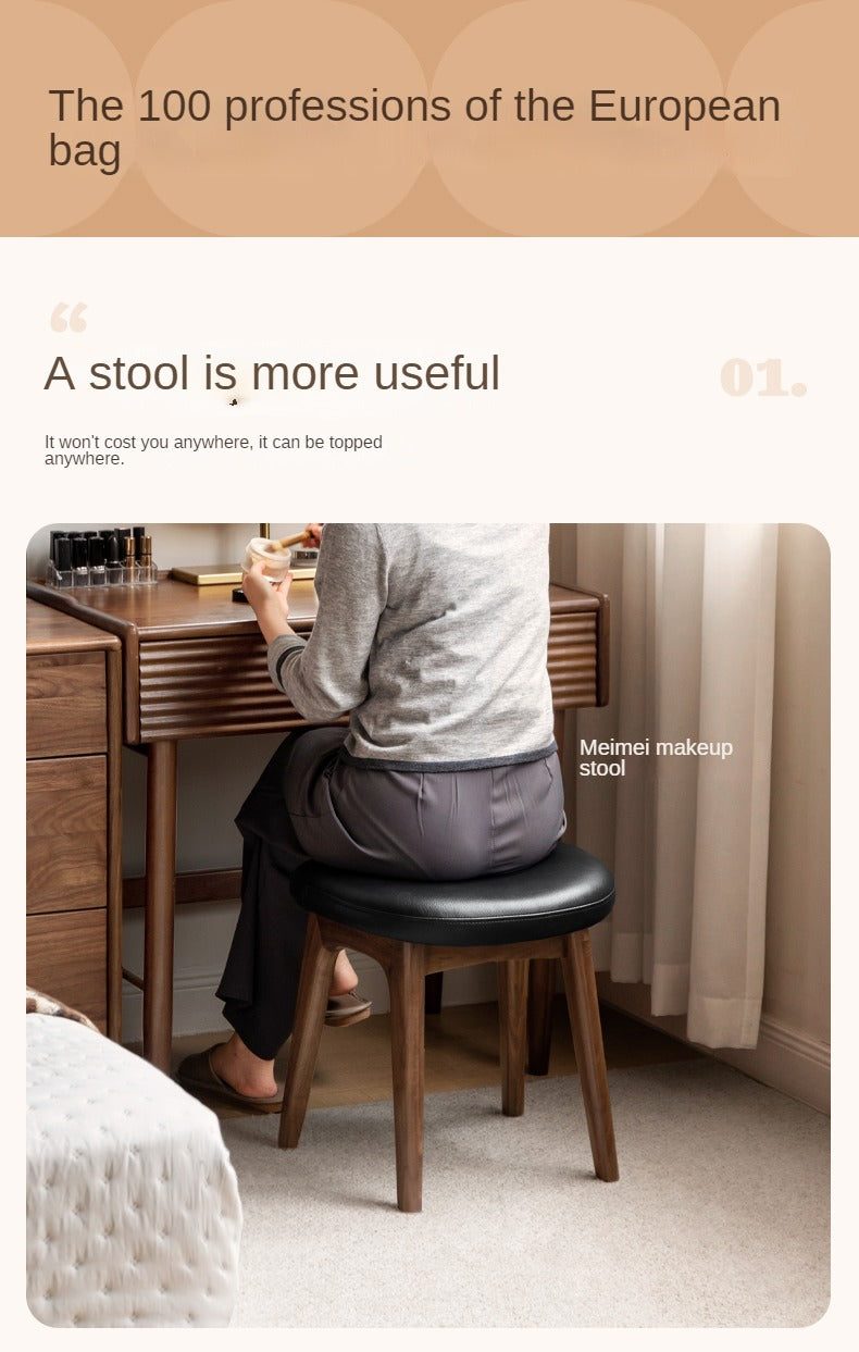 Oak Solid Wood Soft Makeup Stool