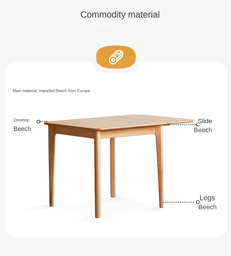 Beech solid wood folding small size dining table