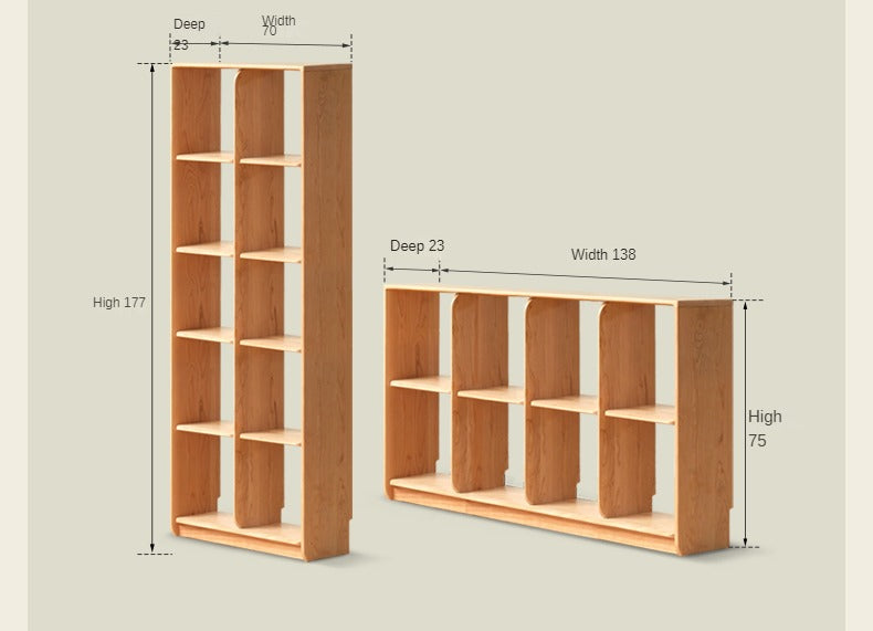 Cherry solid wood bookcase floor display free lattice combination<