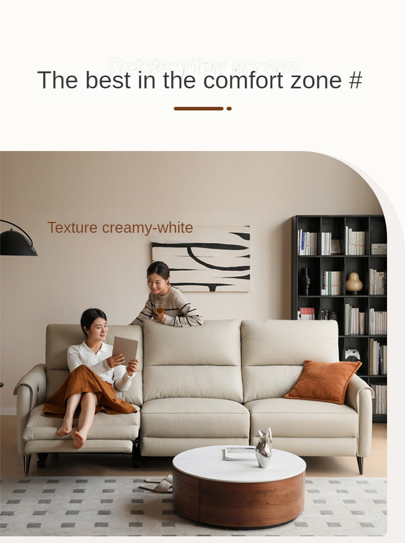 Genuine leather zero wall multifunctional electric sofa, top layer cowhide sofa)
