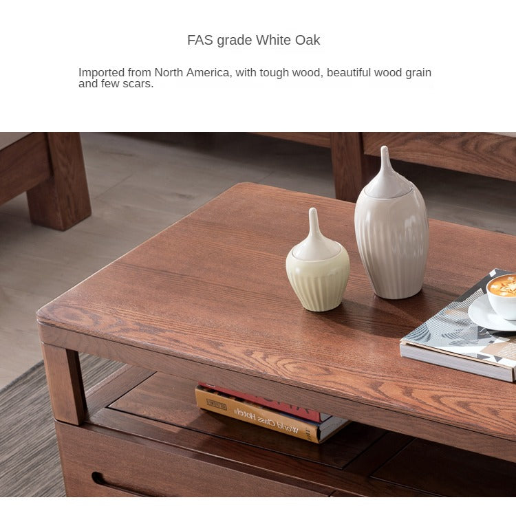 Oak Solid Wood Tea Table Nordic Modern Walnut Color"