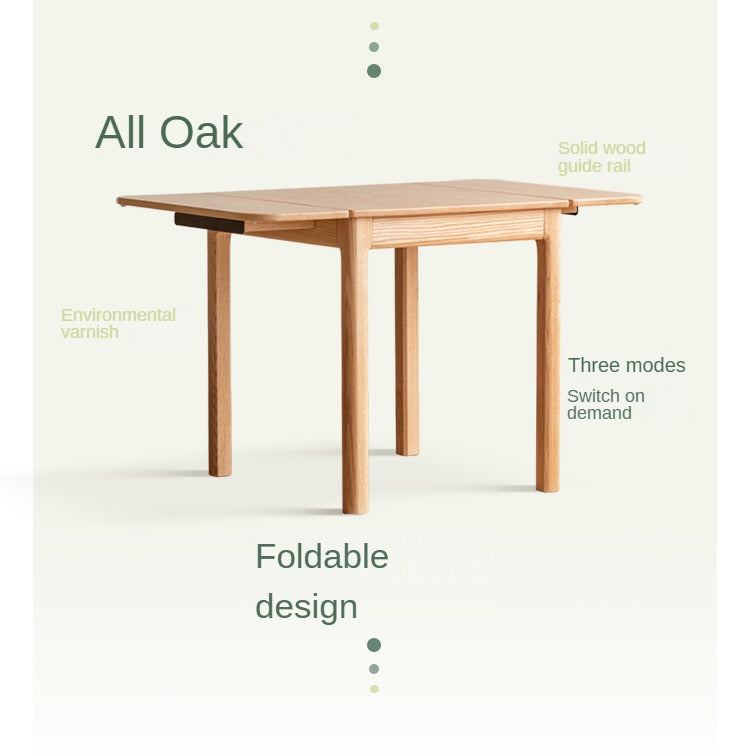 Oak solid wood folding dining table"