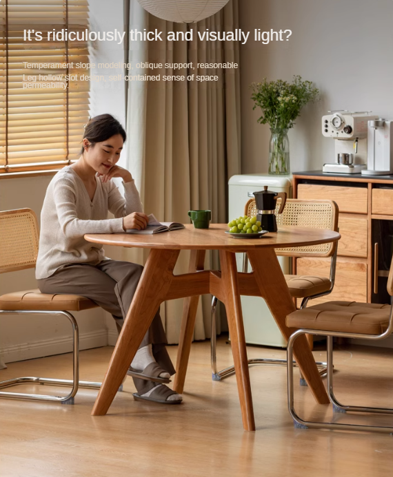 Cherry Wood Solid Wood Retro Dining Table