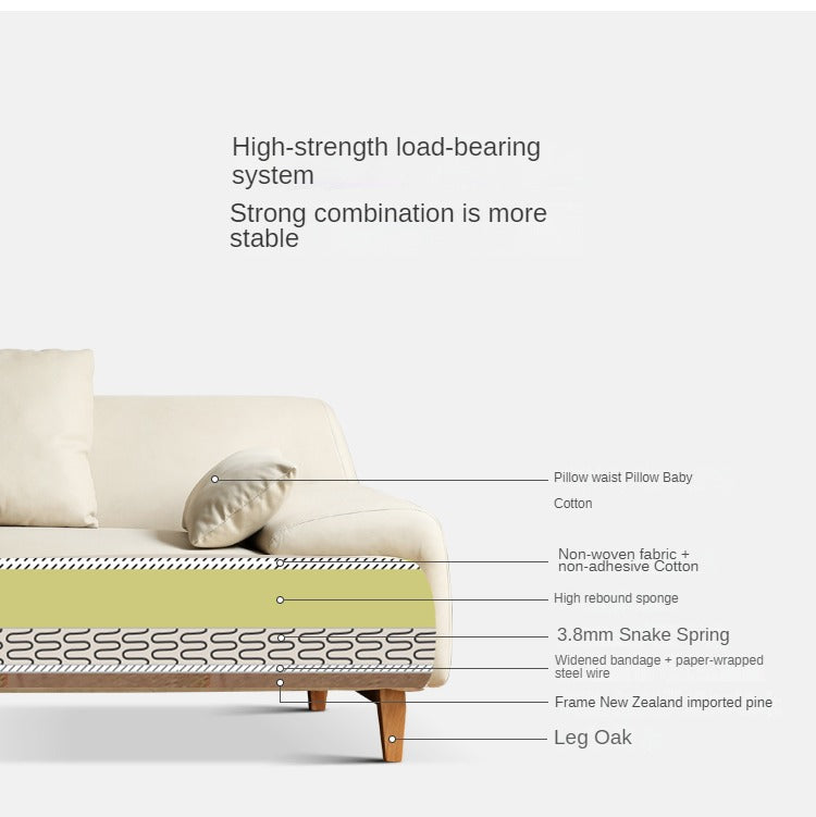 Oak solid wood Technology Fabric Sofa Nordic Modern)