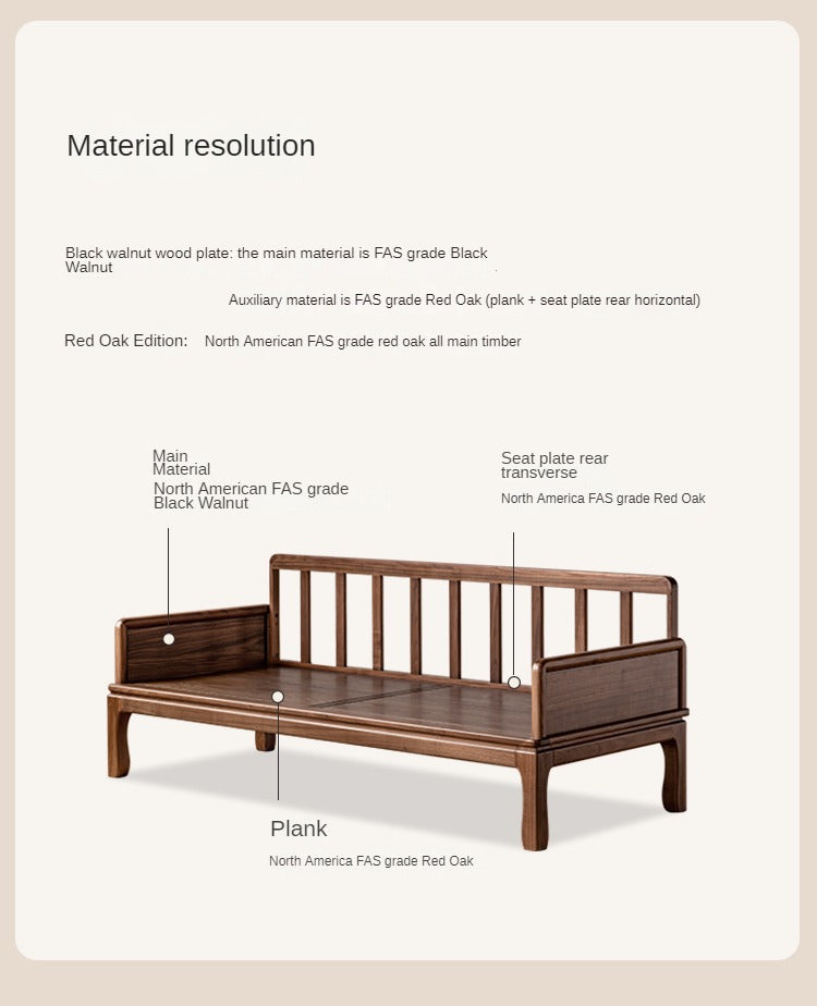 Black Walnut, Oak Solid Wood Dual Use Sofa