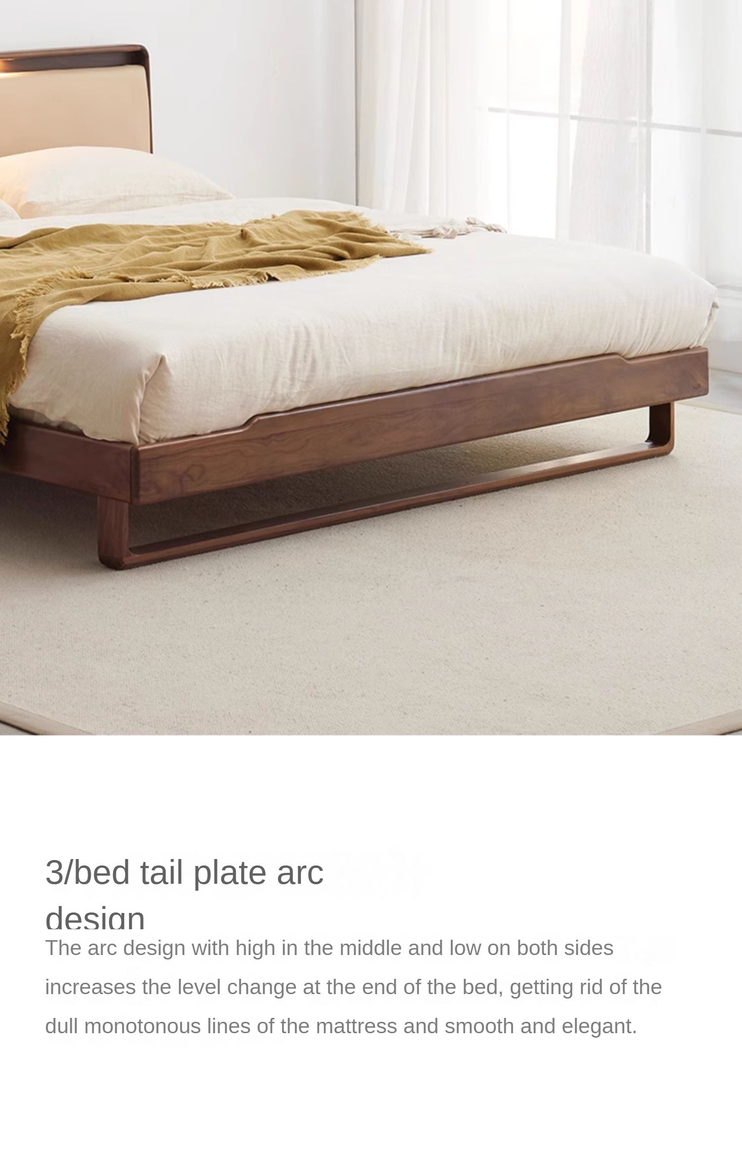 Ash solid wood leather soft bed simple modern<