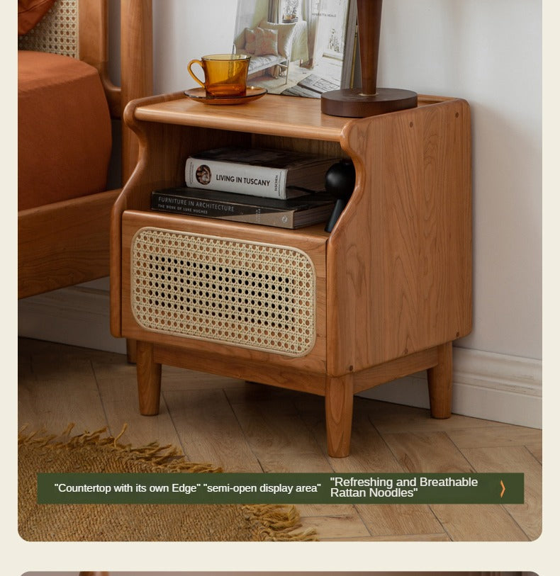 Cherry Solid Wood Retro Nightstand