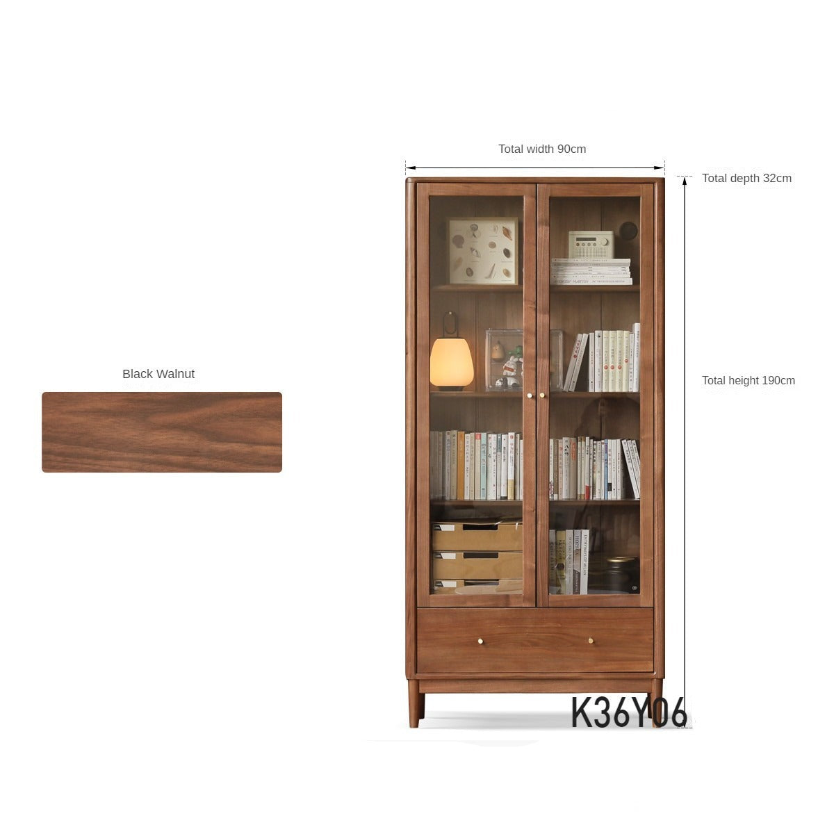 Black walnut solid wood bookcase whole wall free combination bookshelf "