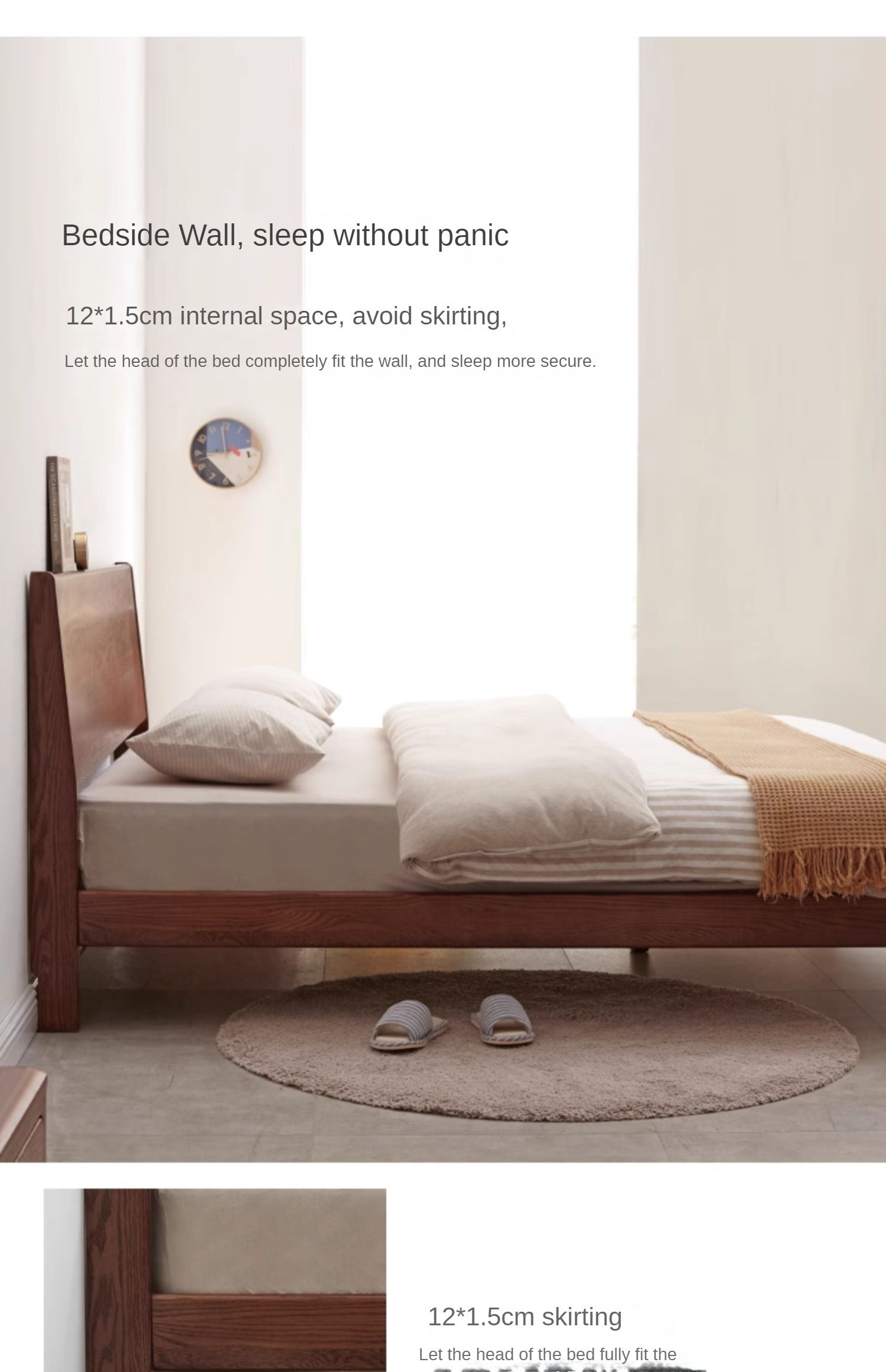 Oak solid wood bed modern simple Nordic bed<