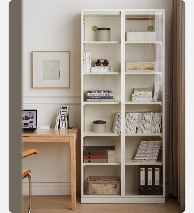 Poplar Solid Wood Bookcase Cream Style