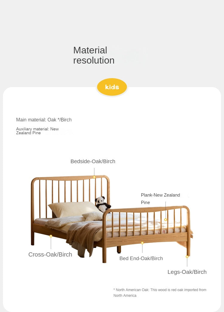 Oak Solid Wood Children's High Head Windsor Bed