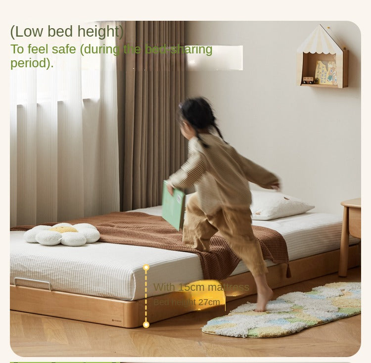 Beech Solid Wood Children's Splicing platform bed, headboard-free bed