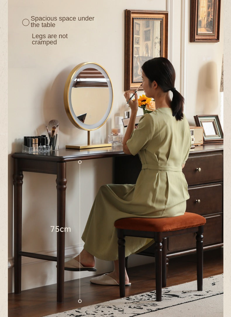 Poplar Solid Wood American Retro Retractable Dressing Table